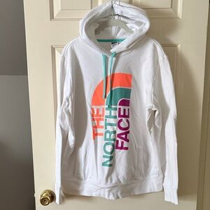 The North Face White Hoodie with Multicolor Logo